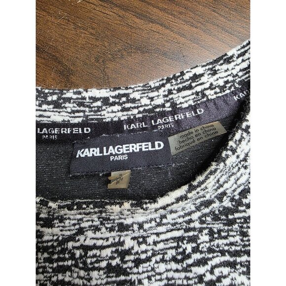 Karl Lagerfeld Paris Womens Black & White Knit Top With Bow Detail On Sleeves Si - Picture 13 of 14